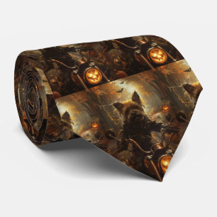 Australian Terrier Riding Motorcycle Halloween  Tie
