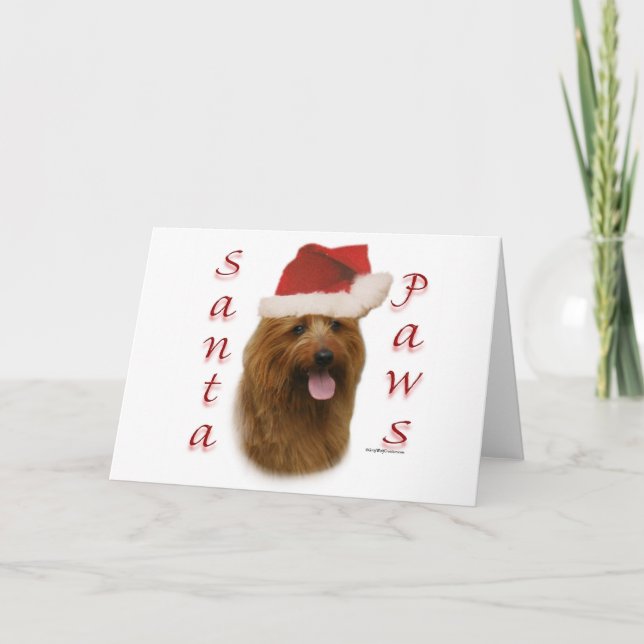Australian Terrier Santa Paws Holiday Card (Front)