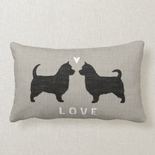 Australian Terrier Silhouettes (Long Tails) Love Lumbar Cushion