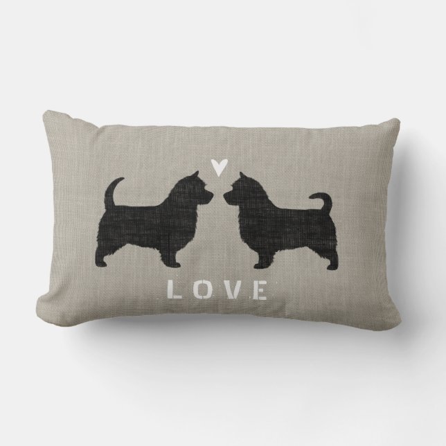Australian Terrier Silhouettes (Long Tails) Love Lumbar Cushion (Front)