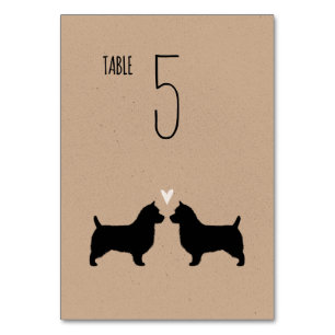 Australian Terrier Silhouettes Wedding Reception Table Number