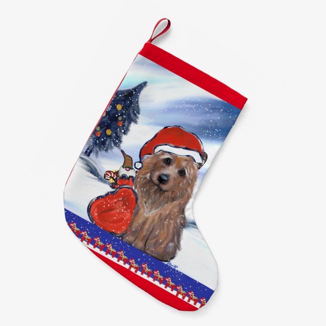 AUSTRALIAN TERRIER SMALL CHRISTMAS STOCKING (Front (Hanging))