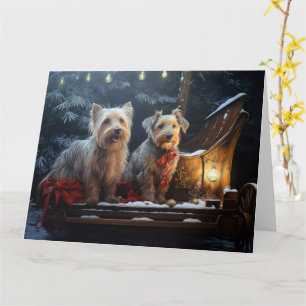 Australian Terrier Snowy Sleigh Christmas Decor  Card