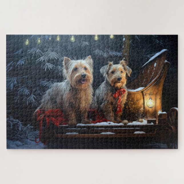 Australian Terrier Snowy Sleigh Christmas Decor  Jigsaw Puzzle (Horizontal)