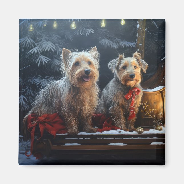 Australian Terrier Snowy Sleigh Christmas Decor  Magnet (Front)