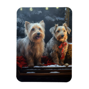 Australian Terrier Snowy Sleigh Christmas Decor Magnet