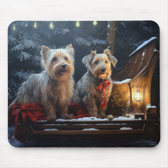 Australian Terrier Snowy Sleigh Christmas Decor  Mouse Mat (Front)