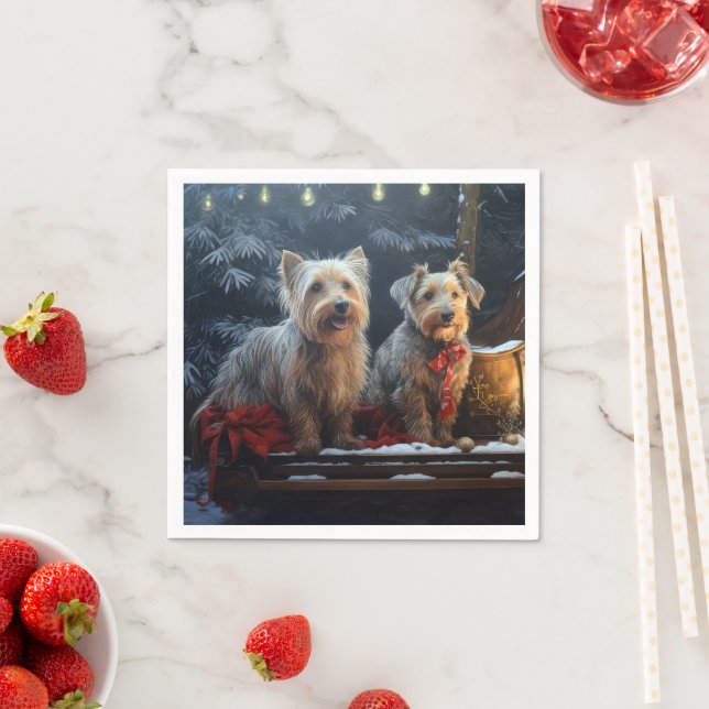 Australian Terrier Snowy Sleigh Christmas Decor  Napkin (Insitu)