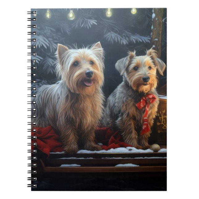 Australian Terrier Snowy Sleigh Christmas Decor  Notebook (Front)