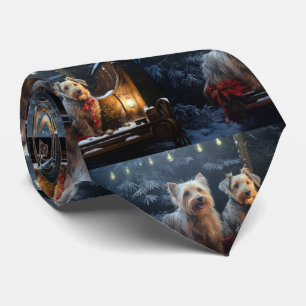 Australian Terrier Snowy Sleigh Christmas Decor  Tie