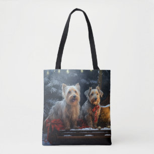 Australian Terrier Snowy Sleigh Christmas Decor Tote Bag