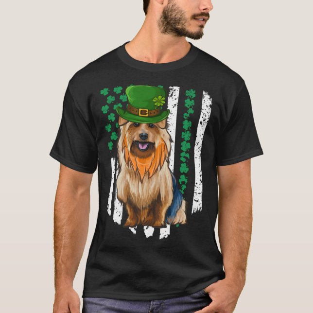 Australian Terrier St Patricks Day Irish American  T-Shirt (Front)
