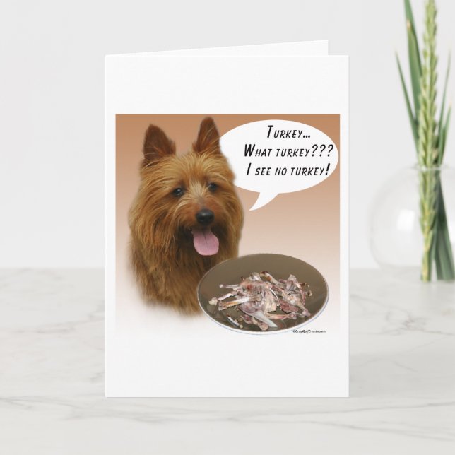 Australian Terrier Turkey Holiday Card (Front)