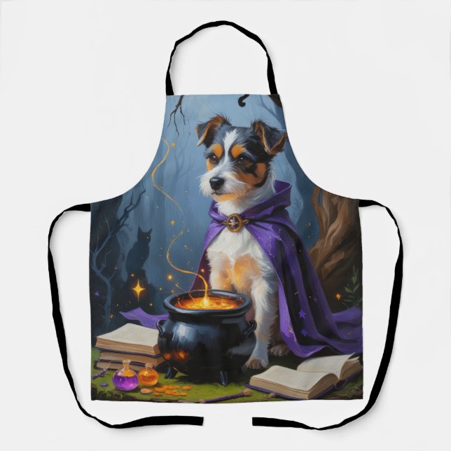 Australian Terrier Whimsical Halloween Painting Apron (Front)