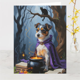 Australian Terrier Whimsical Halloween Painting Card