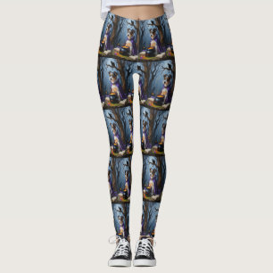 Australian Terrier Whimsical Halloween Painting Leggings