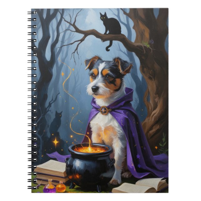 Australian Terrier Whimsical Halloween Painting Notebook (Front)