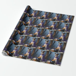 Australian Terrier Whimsical Halloween Painting Wrapping Paper