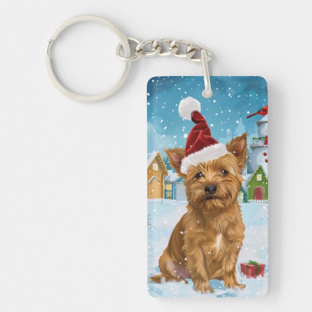 Australian Terrier Winter Wonderland Christmas  Key Ring (Front)