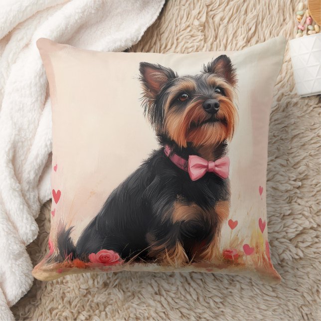 Australian Terrier with Roses - Valentine's Day Cushion (Blanket)