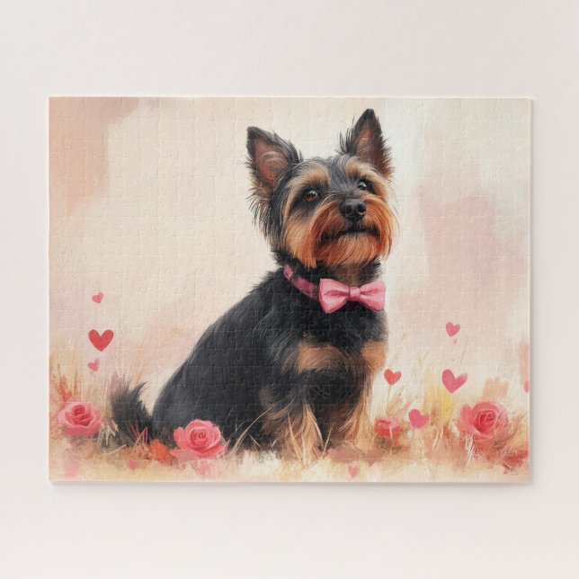 Australian Terrier with Roses - Valentine's Day Jigsaw Puzzle (Horizontal)