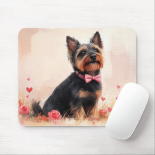 Australian Terrier with Roses - Valentine's Day Mouse Mat