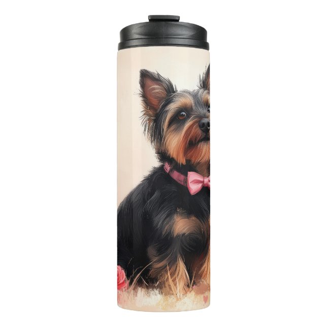 Australian Terrier with Roses - Valentine's Day Thermal Tumbler (Front)