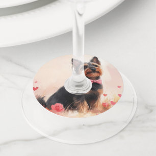 Australian Terrier with Roses - Valentine's Day Wine Glass Tag