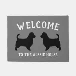 Australian Terriers with Long Tails Silhouettes Doormat