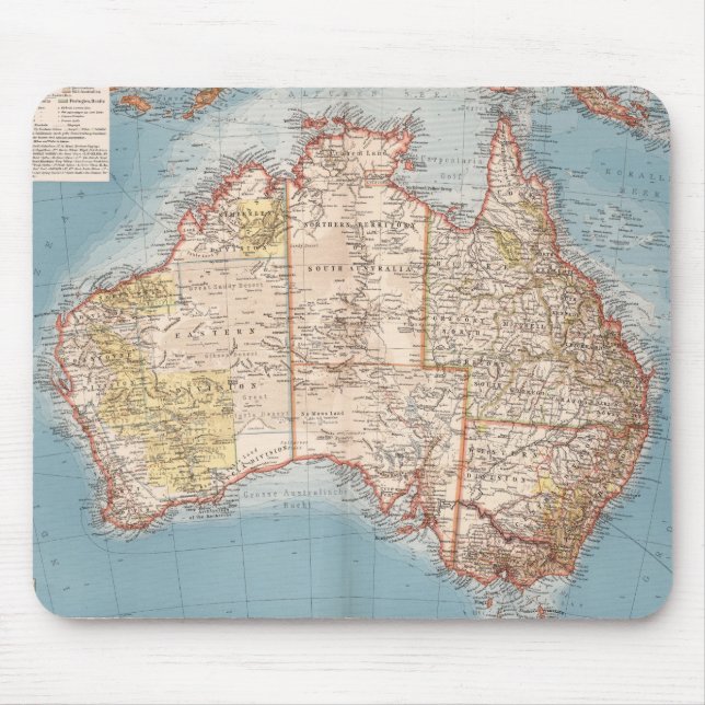 Australian Topography Map (1905) Mouse Mat (Front)