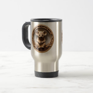 Australian Tree Hugger: Koala Bear Wood Print Travel Mug
