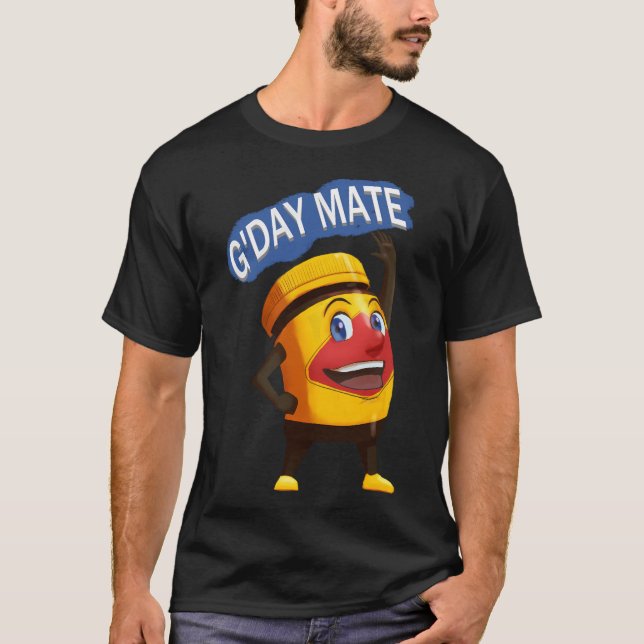 Australian Vegemite Happy Cartoon T-Shirt (Front)