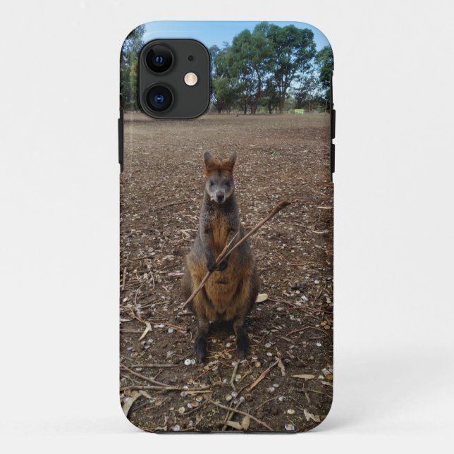 Australian Wallaby Enjoying His Stick, Case-Mate iPhone Case (Back)