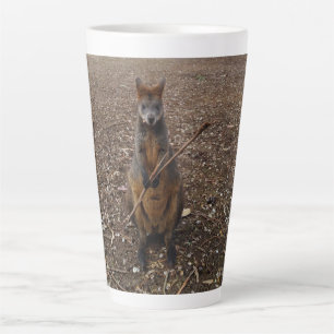 Australian Wallaby Holding A Stick, Latte Mug
