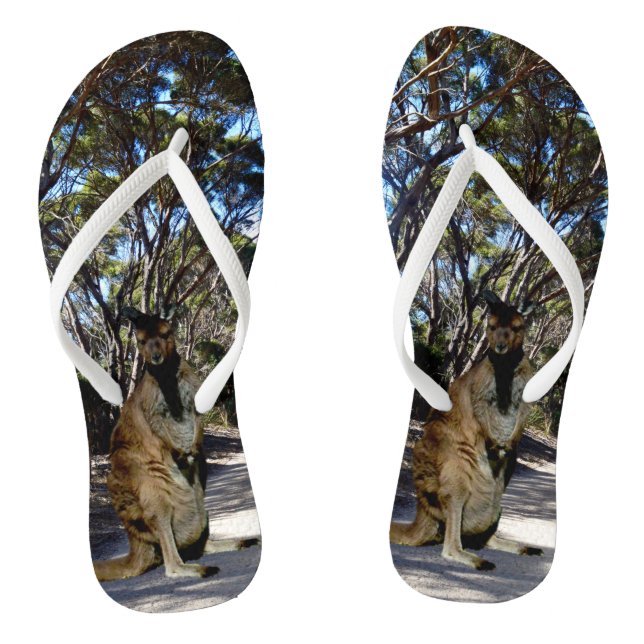 Australian Wallaby On Road, Flip Flops (Footbed)