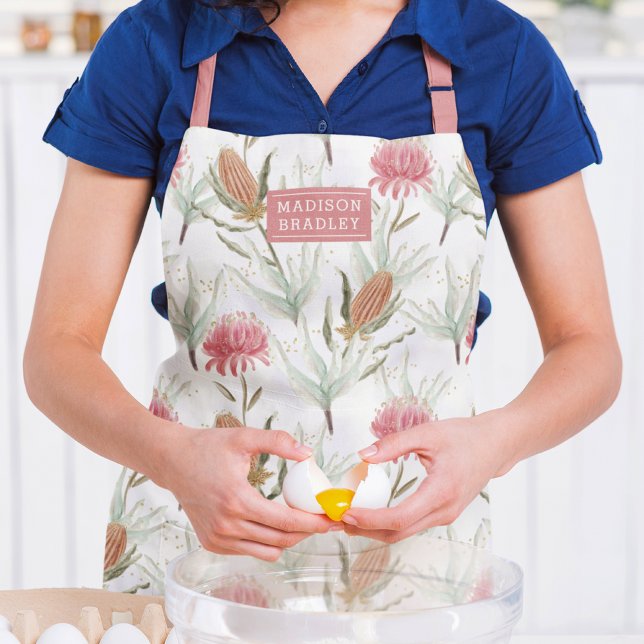 Australian Watercolour Wild Flowers Personalised Apron (Creator Uploaded)