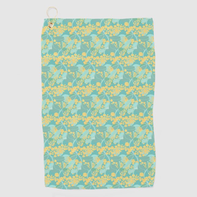 Australian wattle blossoms golf towel (Front)