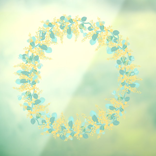 Australian wattle blossoms wreath Window Cling (Sheet 3)