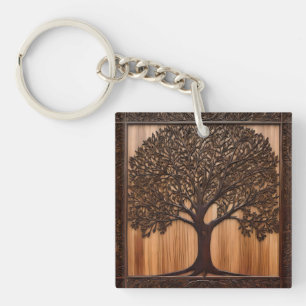 Australian Wattle Tree 3D Wood Print, Key Ring