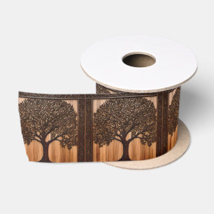 Australian Wattle Tree 3D Wood Print, Satin Ribbon