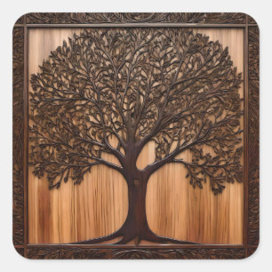 Australian Wattle Tree 3D Wood Print, Square Sticker