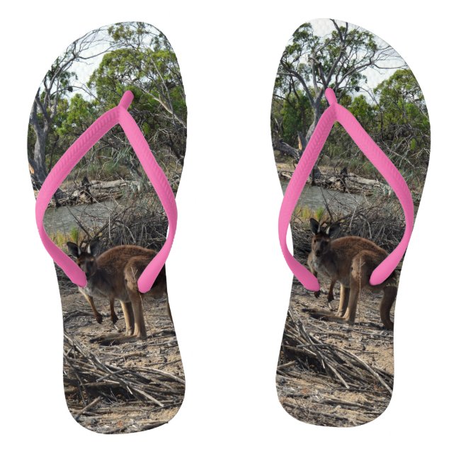 Australian Wild Bush Kangaroo, Flip Flops (Footbed)