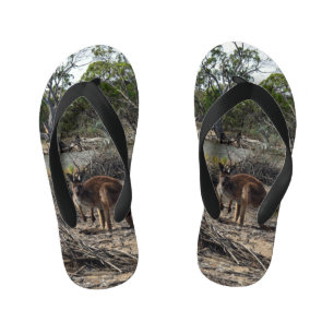Australian Wild Bush Kangaroo, Kid's Flip Flops
