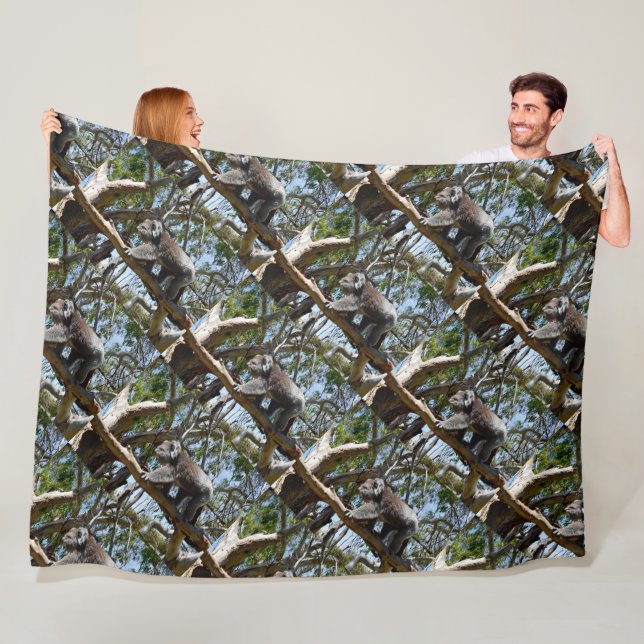 Australian Wild Koala In Gum Trees, Fleece Blanket (In Situ)