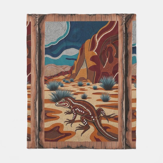 Australian Wild Lizard Wildlife Scene Fleece Blanket (Front)