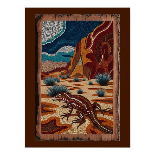 Australian Wild Lizard Wildlife Scene Poster (Front)