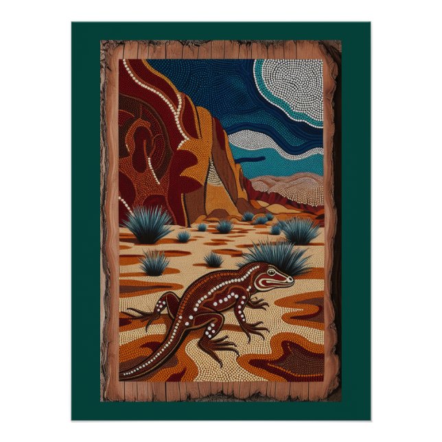 Australian Wild Lizard Wildlife Scene Poster (Front)