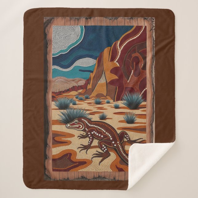 Australian Wild Lizard Wildlife Scene Sherpa Blanket (Front)