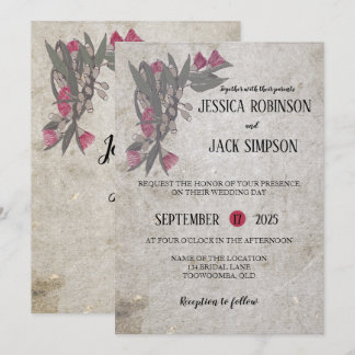 Australian Wildflowers Gum Tree Wedding Invites