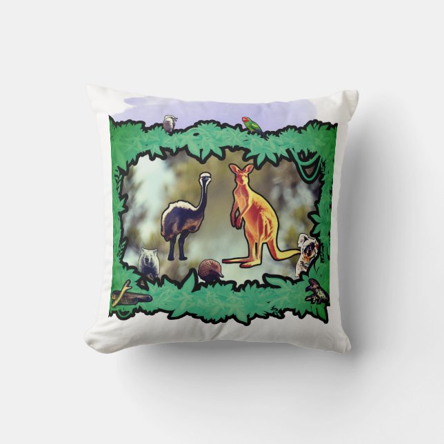 Australian Wildlife Bushland Frame Cushion (Front)